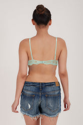 BLS - Defne Wired And Pushup Lace Bra - Sea Green